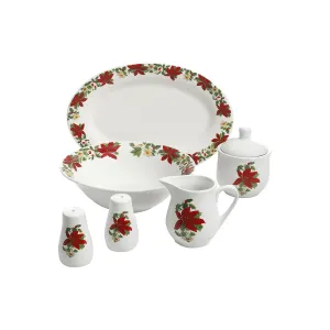 Gibson 7-Pc. Porcelain Serving Set 975114252M - RED ONE SIZE