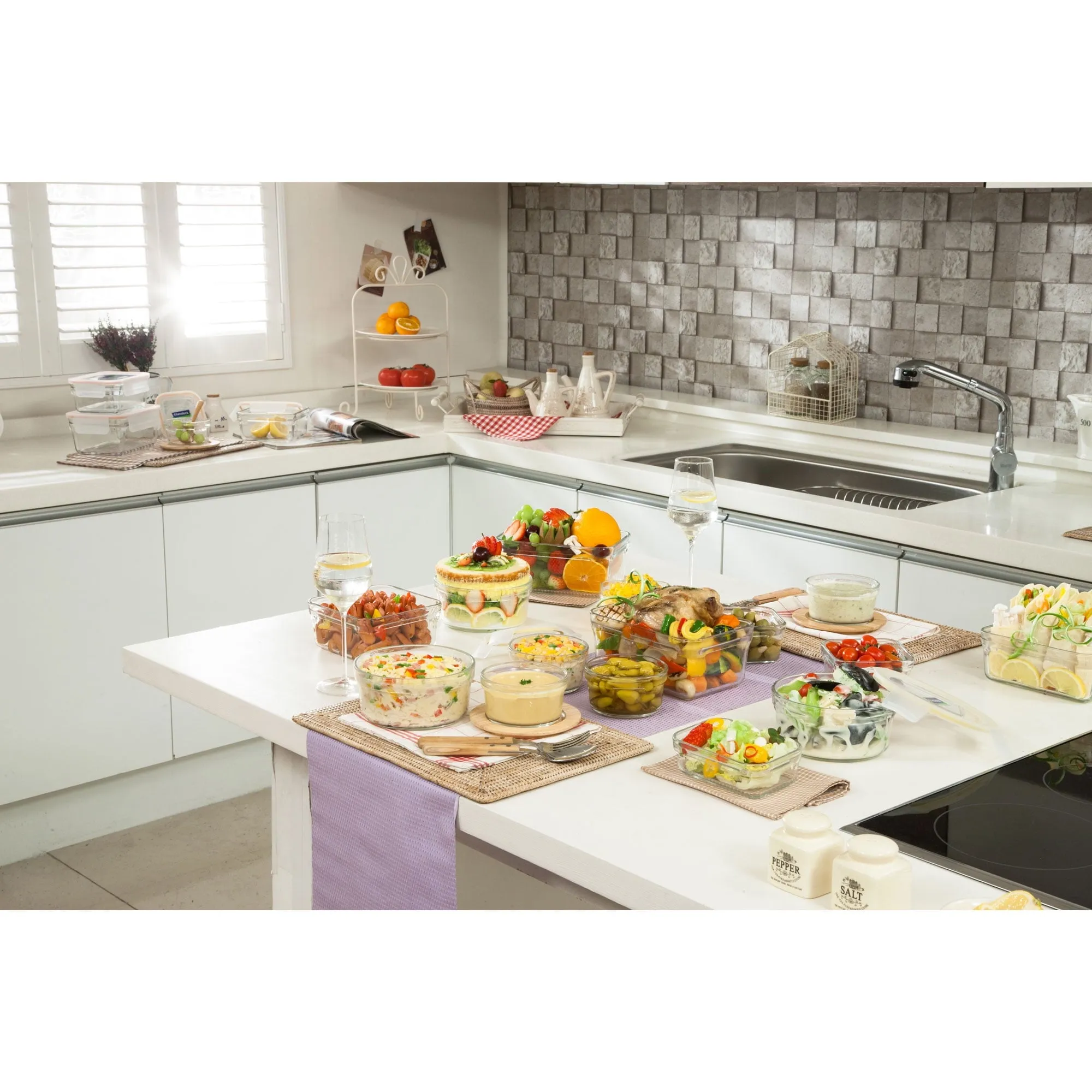 Glasslock 12010-28 PC-TAPER Oven and Microwave Safe Glass Food Storage Containers, 28 Piece Set