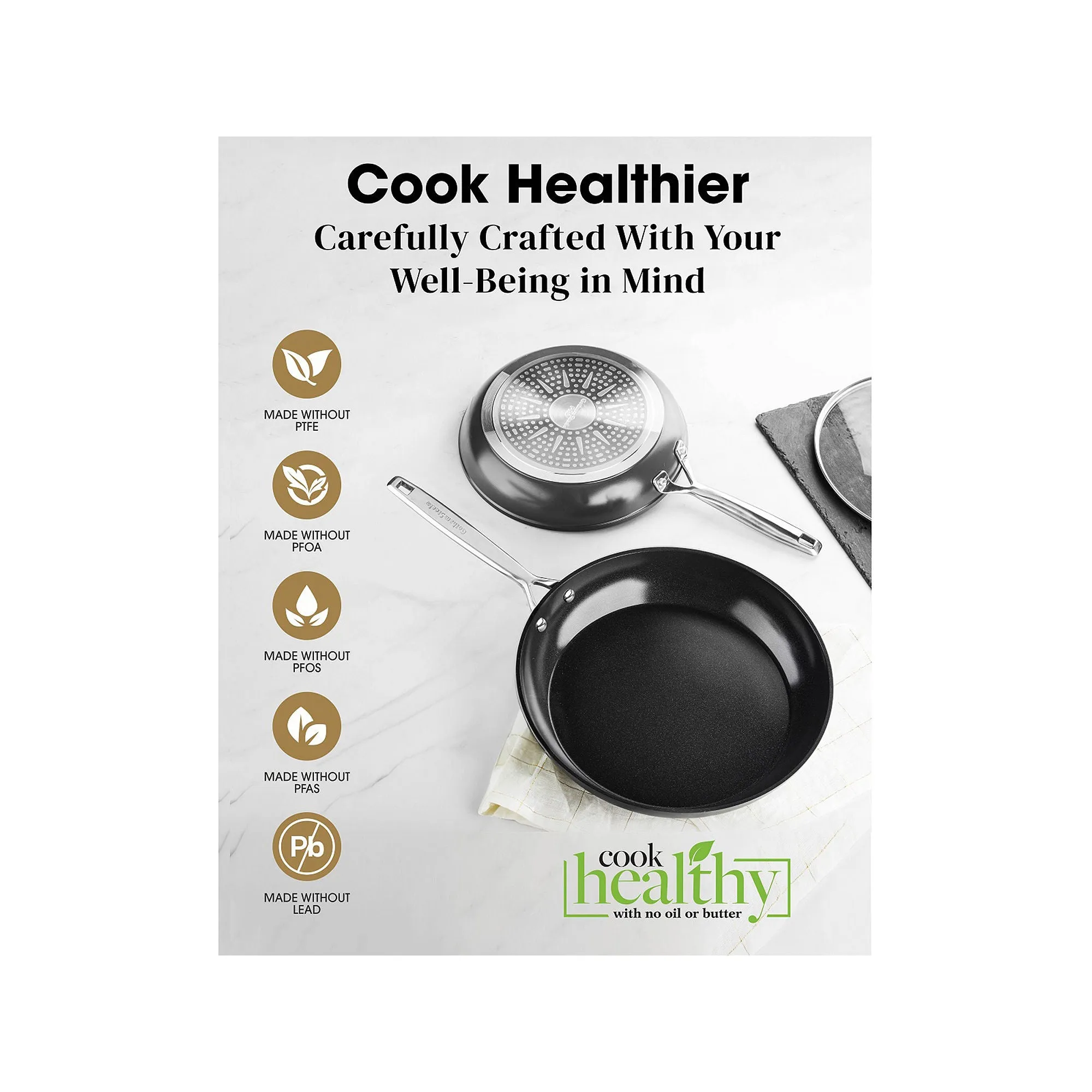 Gotham Steel 1158 Pro Ultra Ceramic 2X 10' Non-Stick Frying Pan - BLACK ONE SIZE