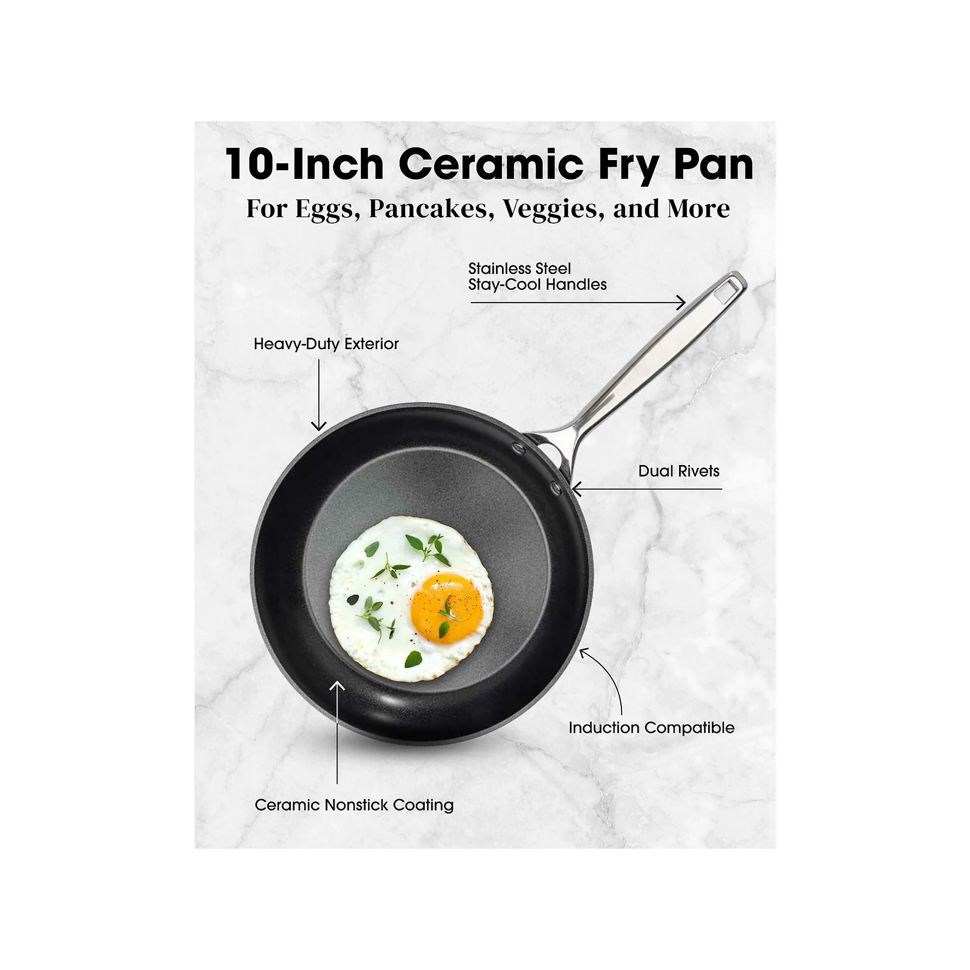 Gotham Steel 1158 Pro Ultra Ceramic 2X 10' Non-Stick Frying Pan - BLACK ONE SIZE