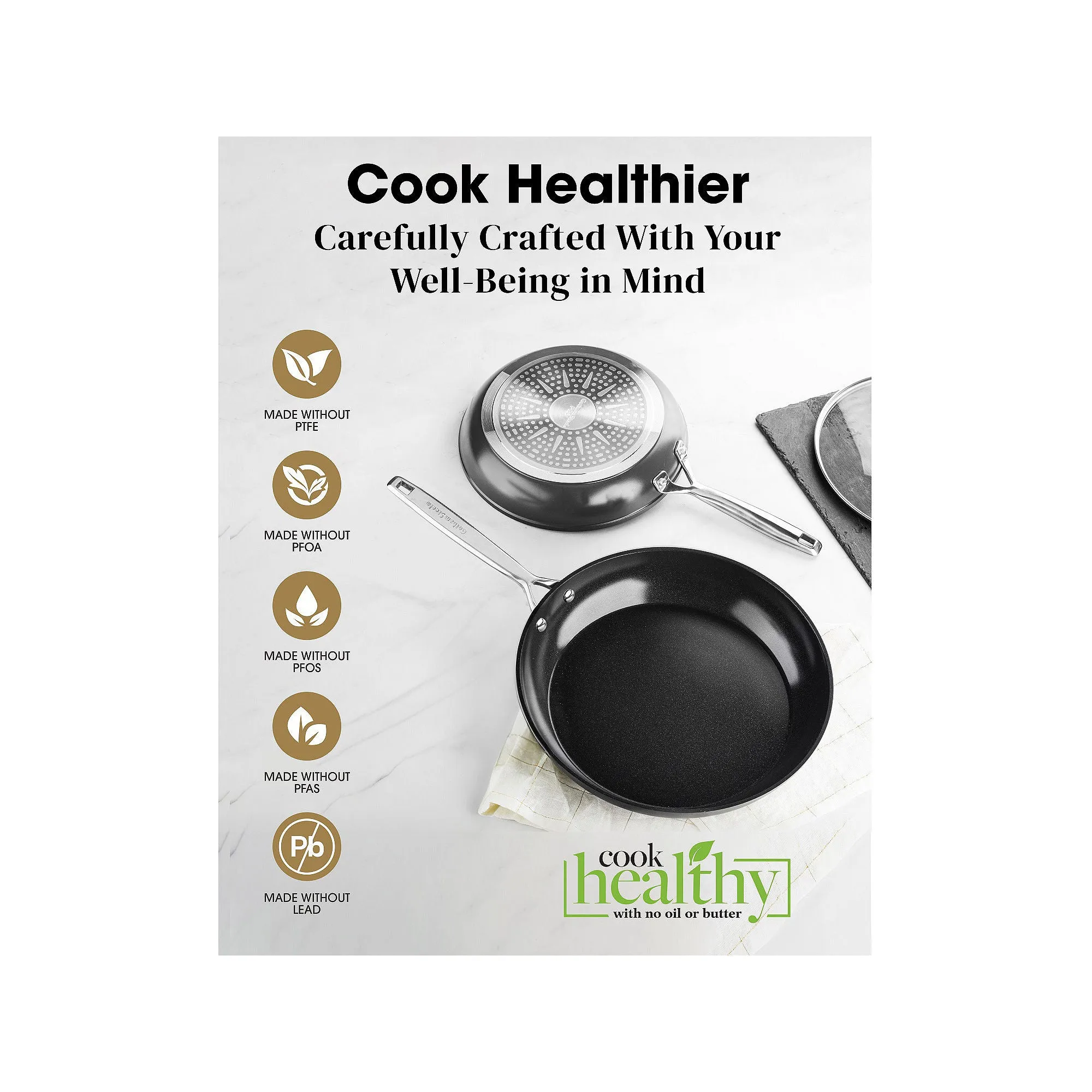 Gotham Steel Pro Ultra Ceramic 2X 15-Pc. Non-Stick Cookware Set - BLACK ONE SIZE