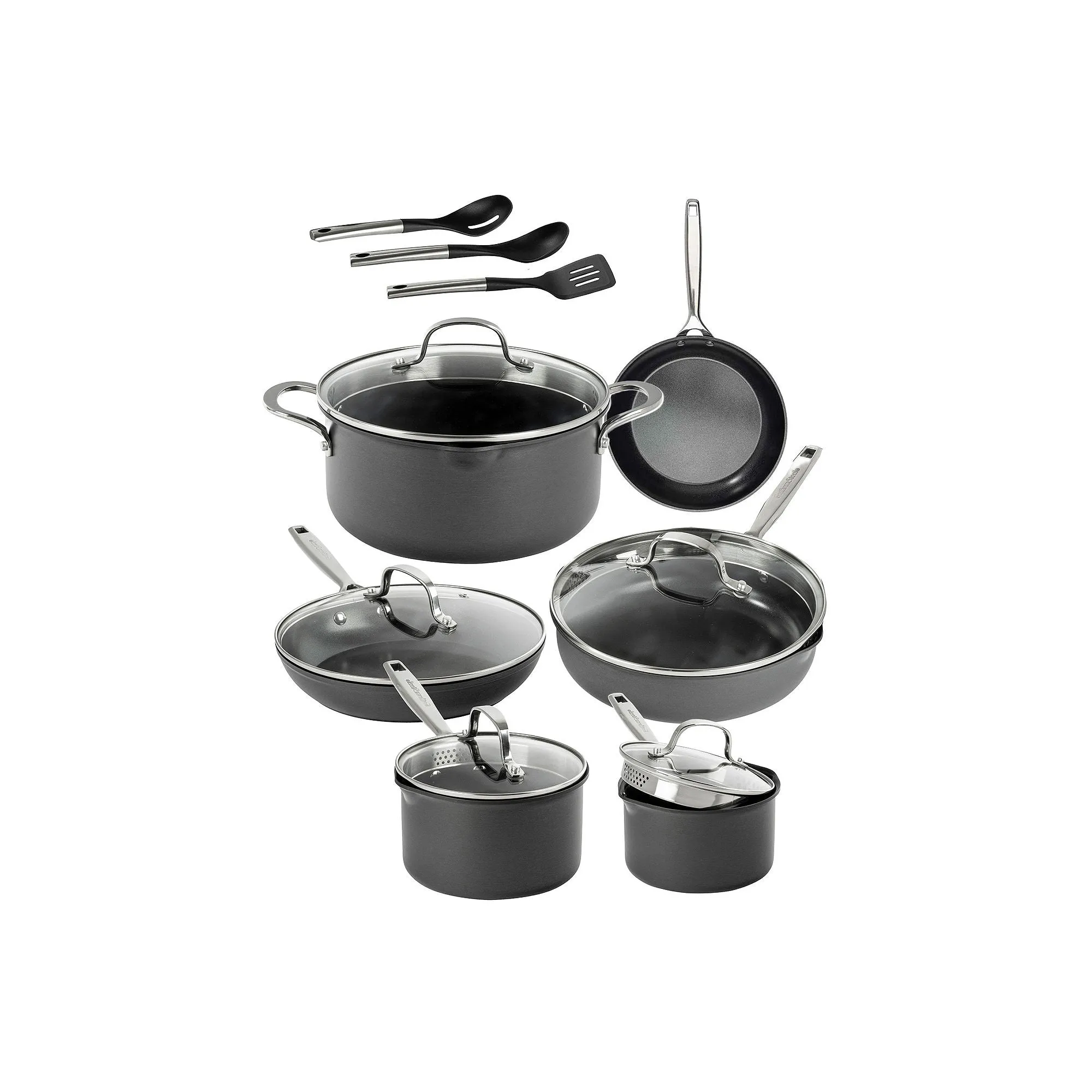 Gotham Steel Pro Ultra Ceramic 2X 15-Pc. Non-Stick Cookware Set - BLACK ONE SIZE