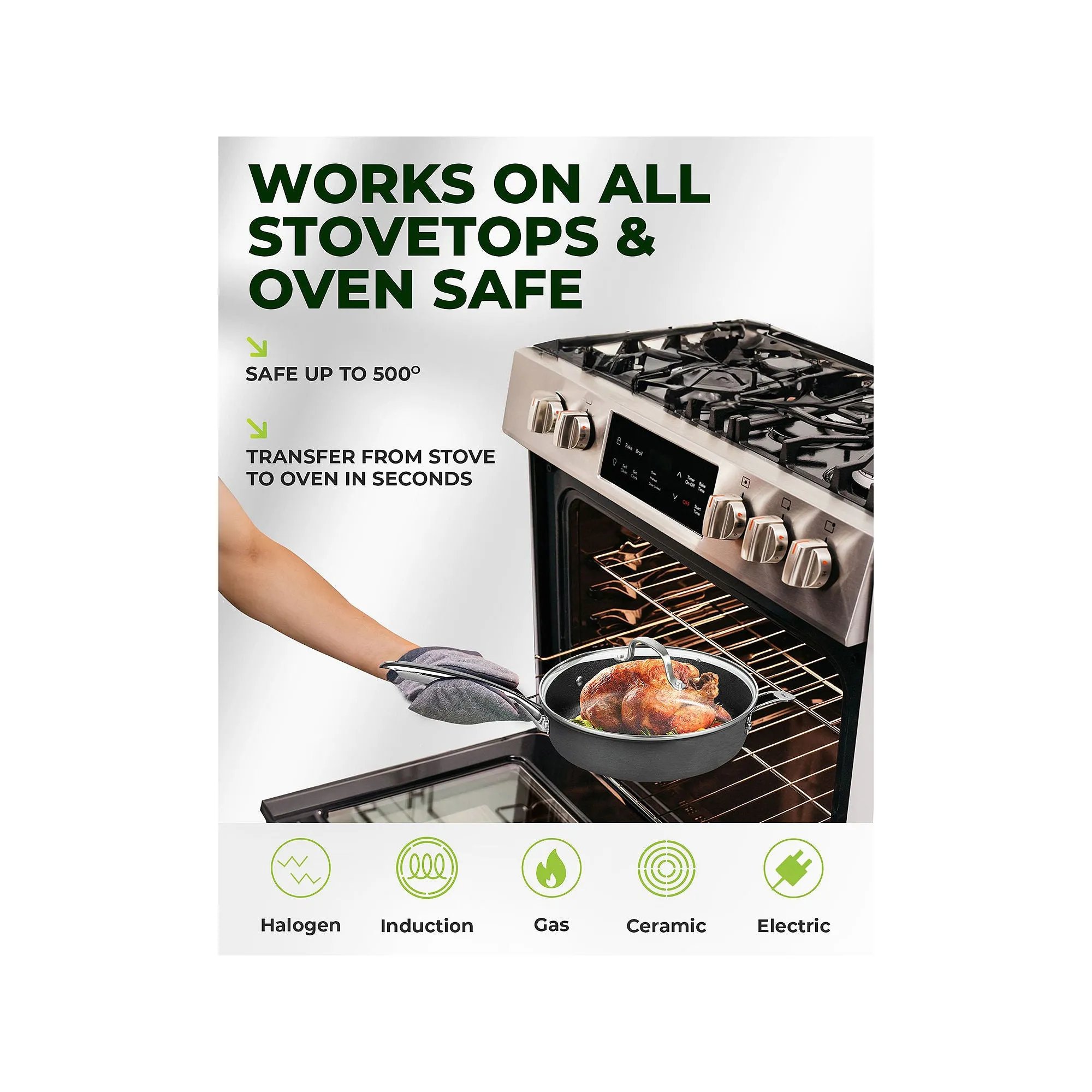 Granitestone Armor Max Hard Anodized Ultra Durable 4-Qt. Saute Pan - BLACK ONE SIZE