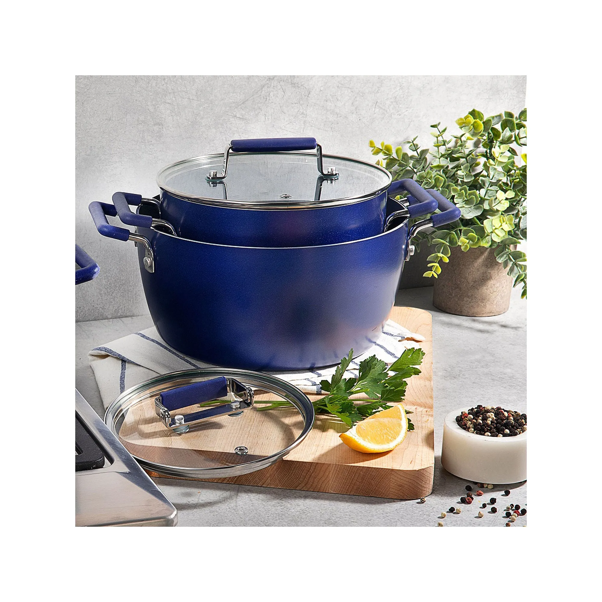 Granitestone Nesting Aluminum Dishwasher Safe Non-Stick Stockpot - BLUE ONE SIZE