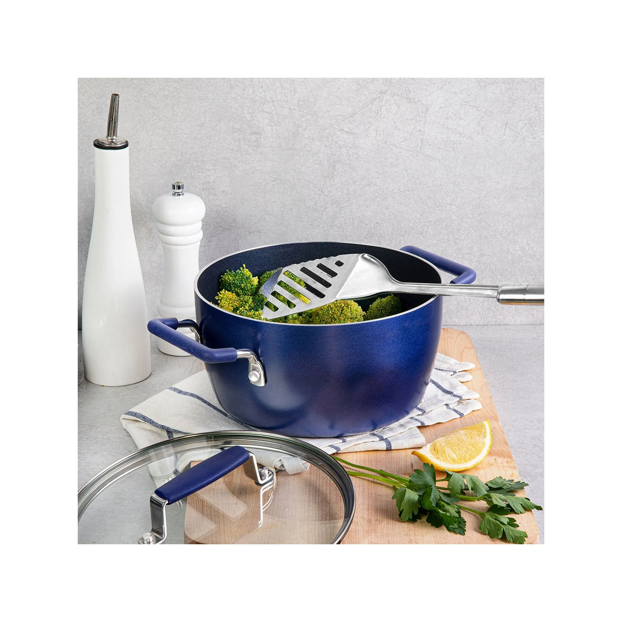 Granitestone Nesting Aluminum Dishwasher Safe Non-Stick Stockpot - BLUE ONE SIZE