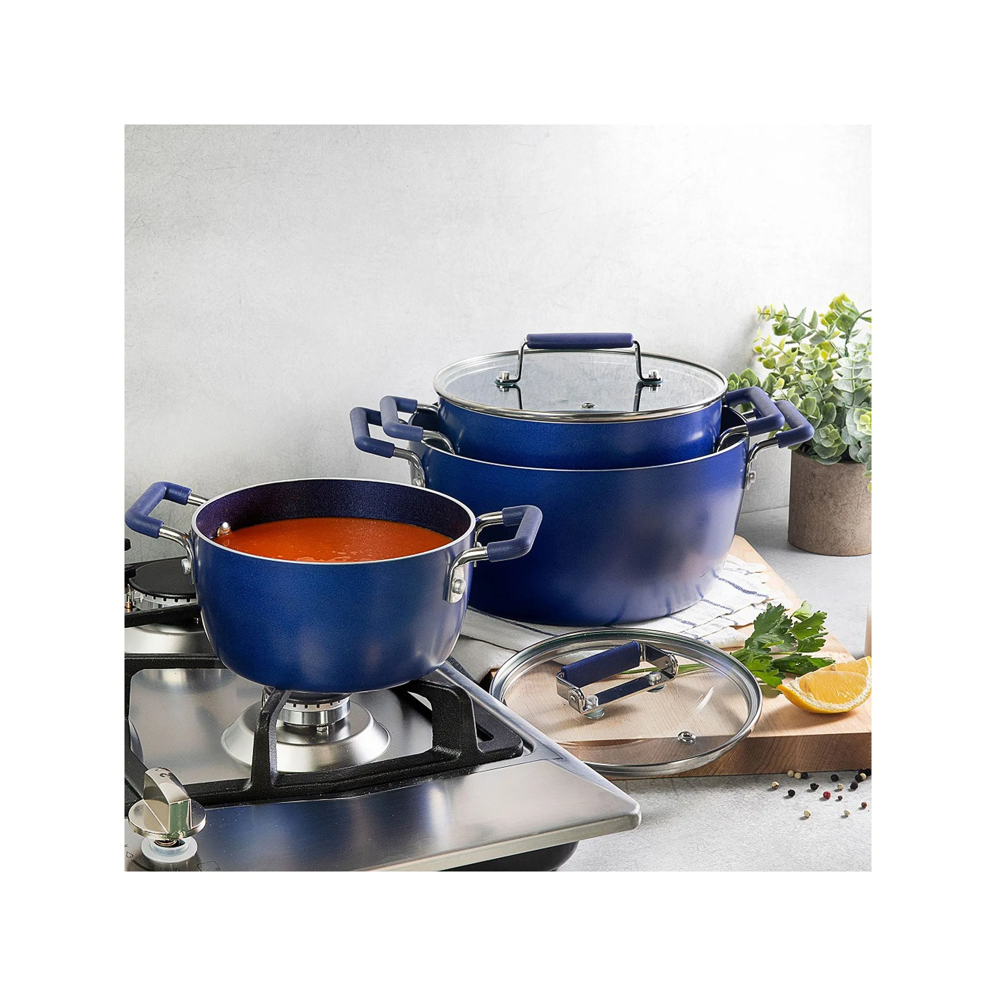 Granitestone Nesting Aluminum Dishwasher Safe Non-Stick Stockpot - BLUE ONE SIZE