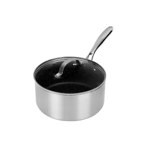 Granitestone Silver 3-Qt. Nonstick Pan With Tempered Glass Lid Aluminum Dishwasher Safe Non-Stick Sauce Pan - SILVER ONE SIZE