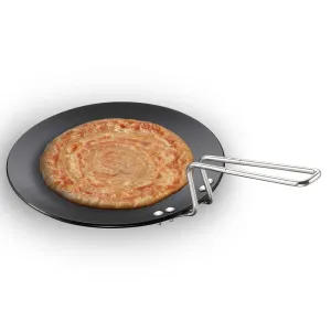 Hawkins L-59 28 cm Hard Anodized Tava Griddle with Stainless Steel Handle, Black