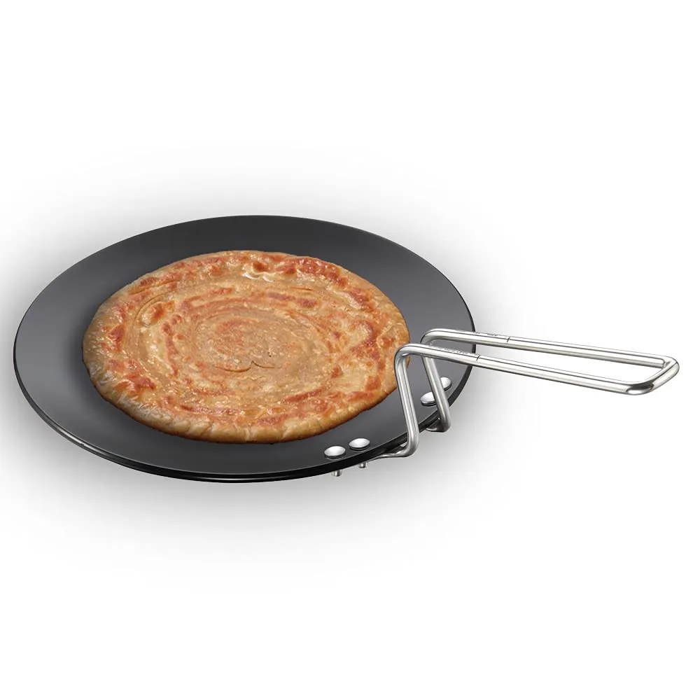 Hawkins L-59 28 cm Hard Anodized Tava Griddle with Stainless Steel Handle, Black