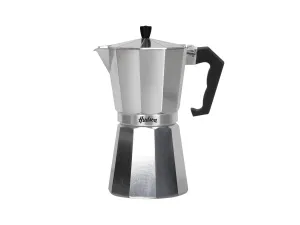 HUDSON Classic Stovetop Espresso Maker, Italian Style, 6/9 cups, Silver Polish