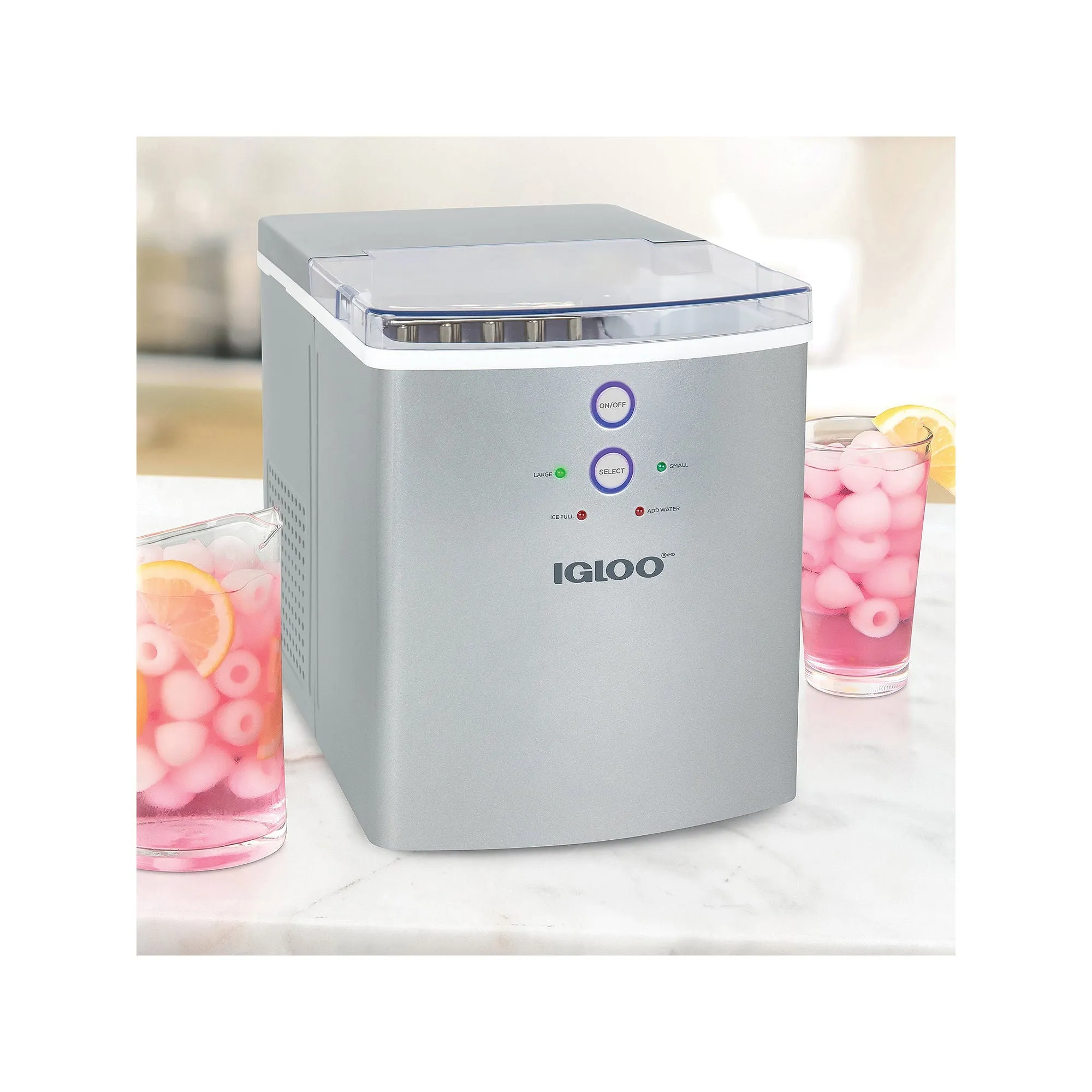 Igloo IGLICEB33SL 33-Pound Automatic Portable Countertop Ice Maker Machine, Silver