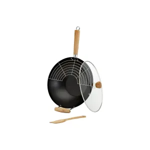 Infuse Carbon Steel 4-Pc. Non-Stick Wok Set - BLACK ONE SIZE