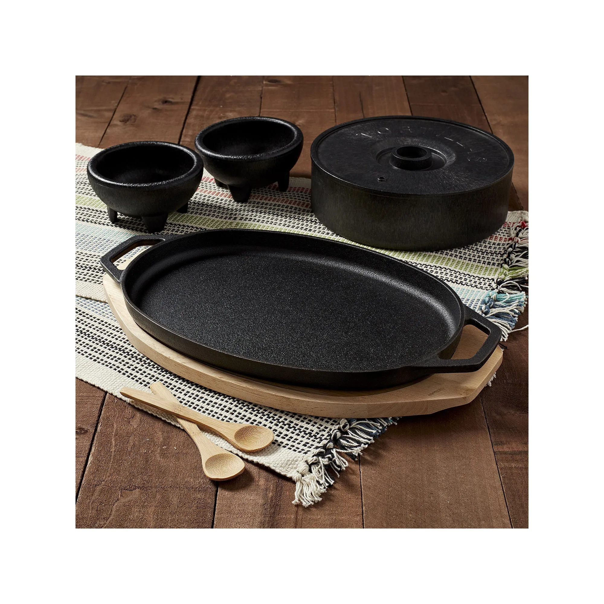 Infuse Cast Iron 8-Pc. Fajita Set - BLACK ONE SIZE