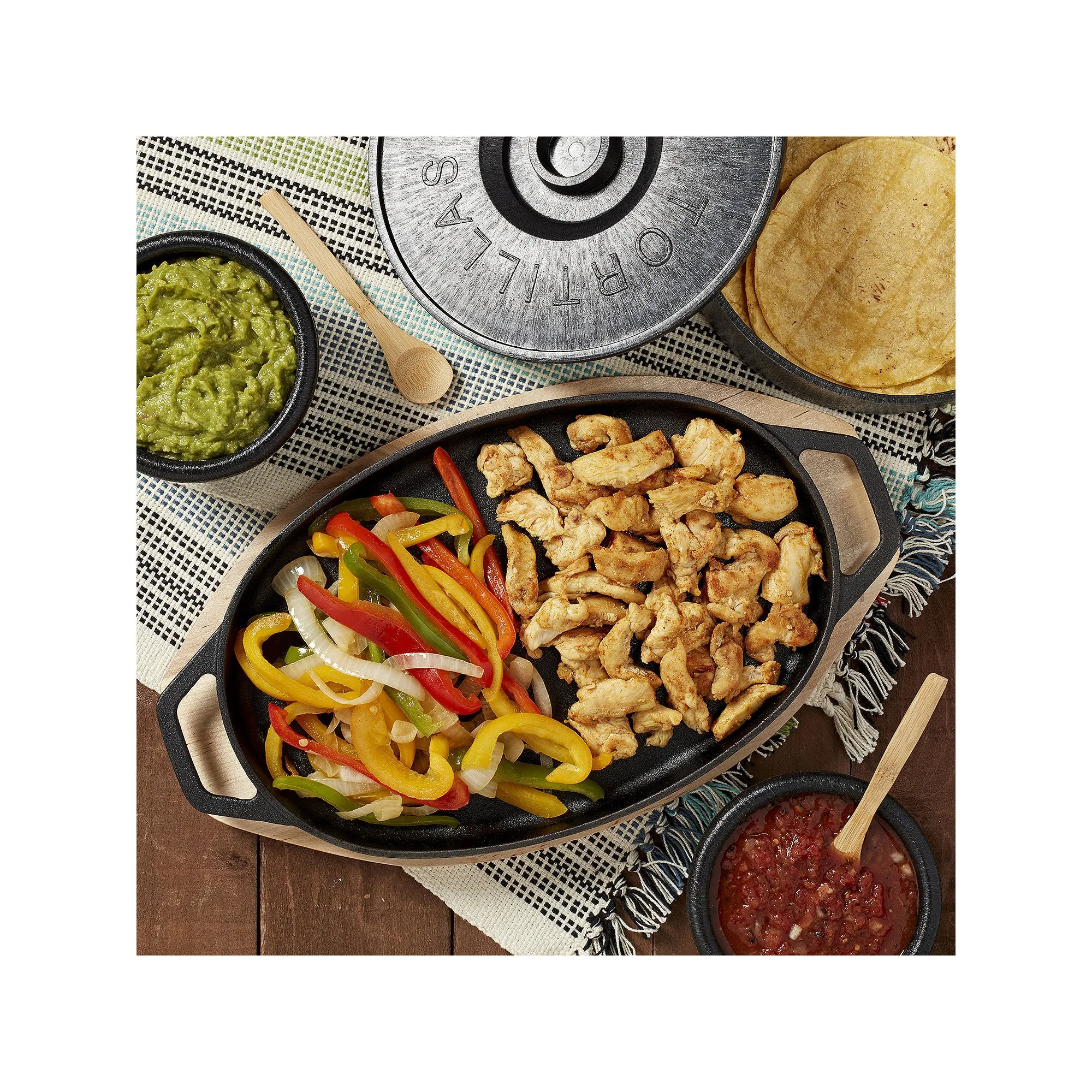 Infuse Cast Iron 8-Pc. Fajita Set - BLACK ONE SIZE