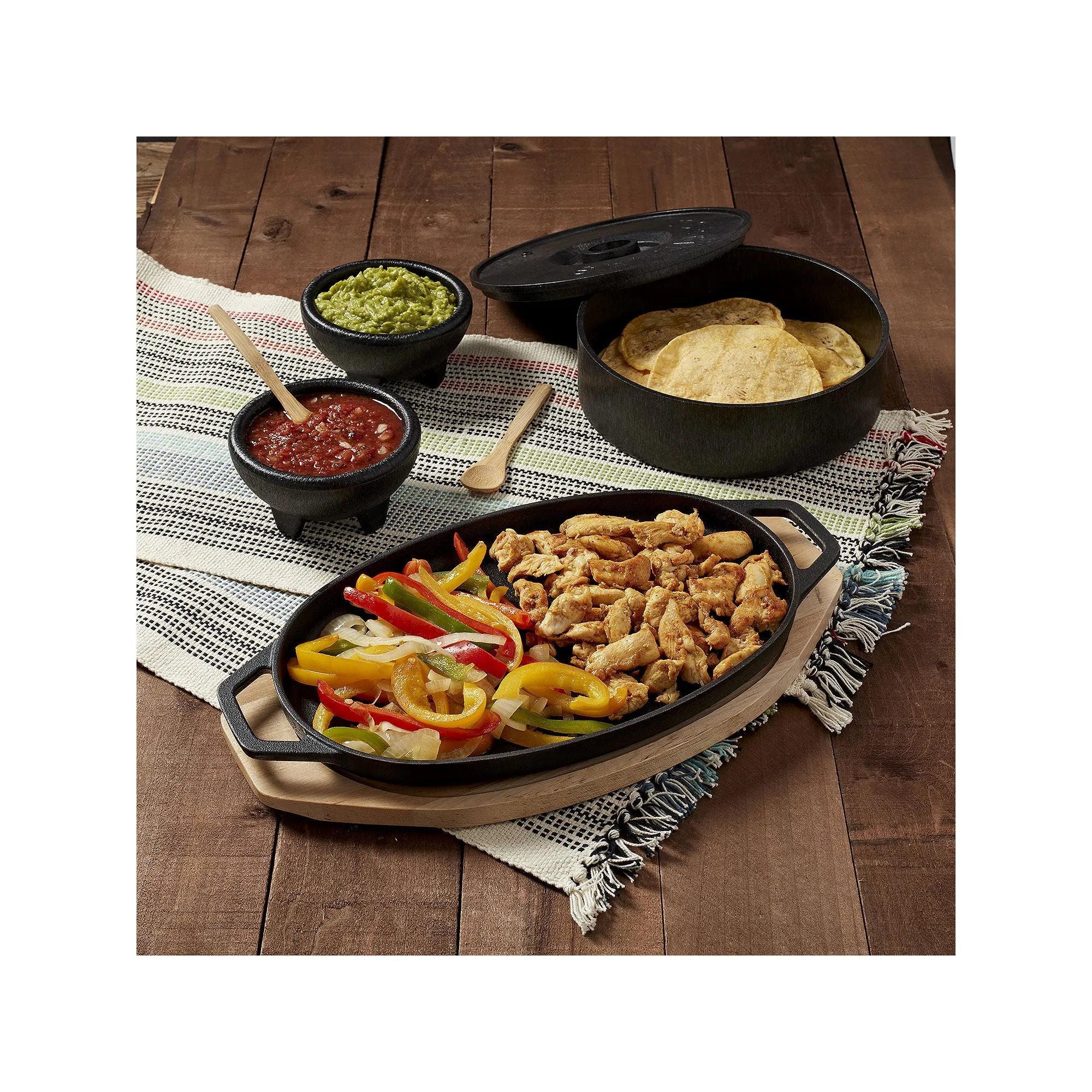 Infuse Cast Iron 8-Pc. Fajita Set - BLACK ONE SIZE