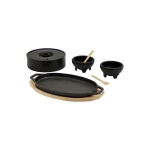 Infuse Cast Iron 8-Pc. Fajita Set - BLACK ONE SIZE