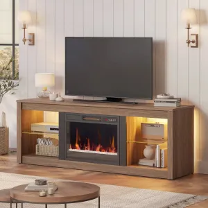 KAINING METAL PRODUCT FPTVS-001P Bestier Modern Electric 7 Color LED Fireplace TV Stand for TVs up to 70", Pine