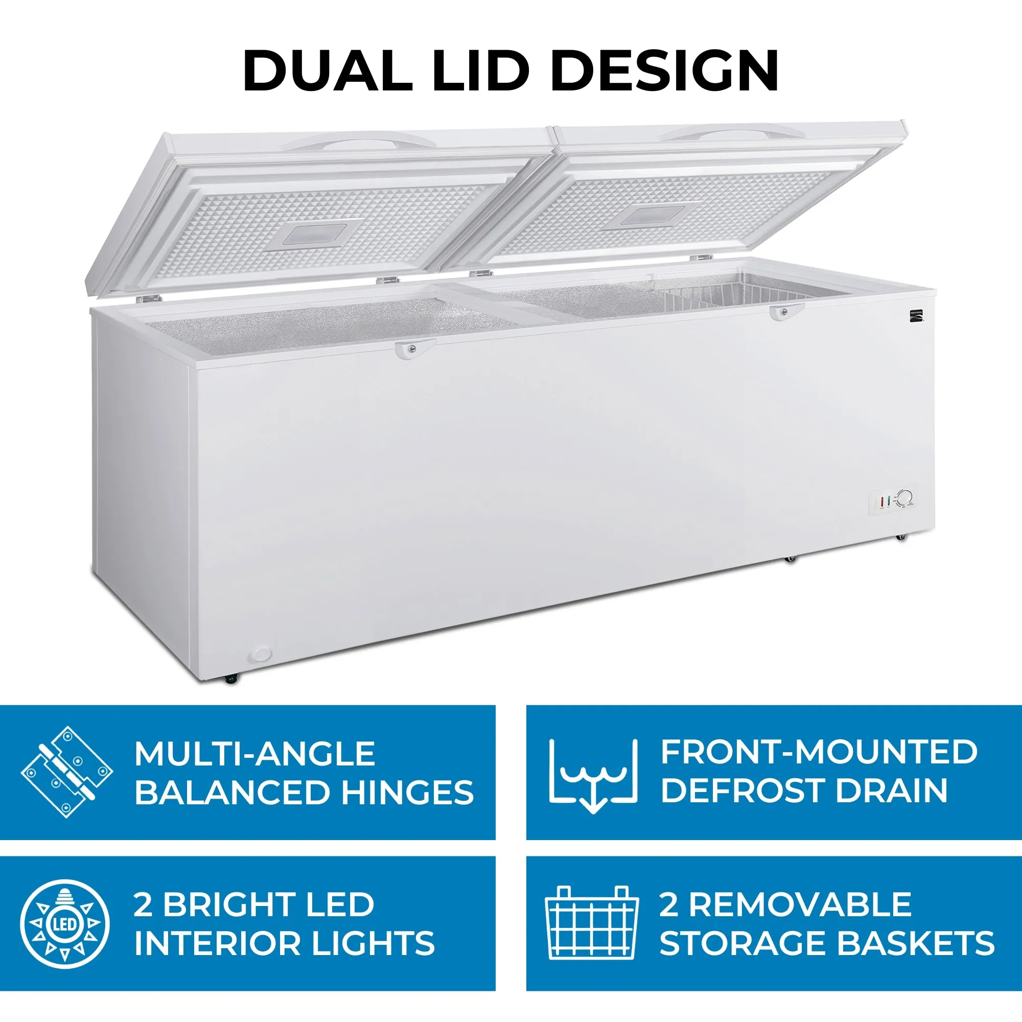 Kenmore 25 Cu. Ft. (710L) Convertible Chest Freezer/Refrigerator | DOE-Rated | Garage-Ready Deep Freeze | Dual Lids With Safety Locks | Manual Defrost | Wheels | White | Hunting Cabin Cottage
