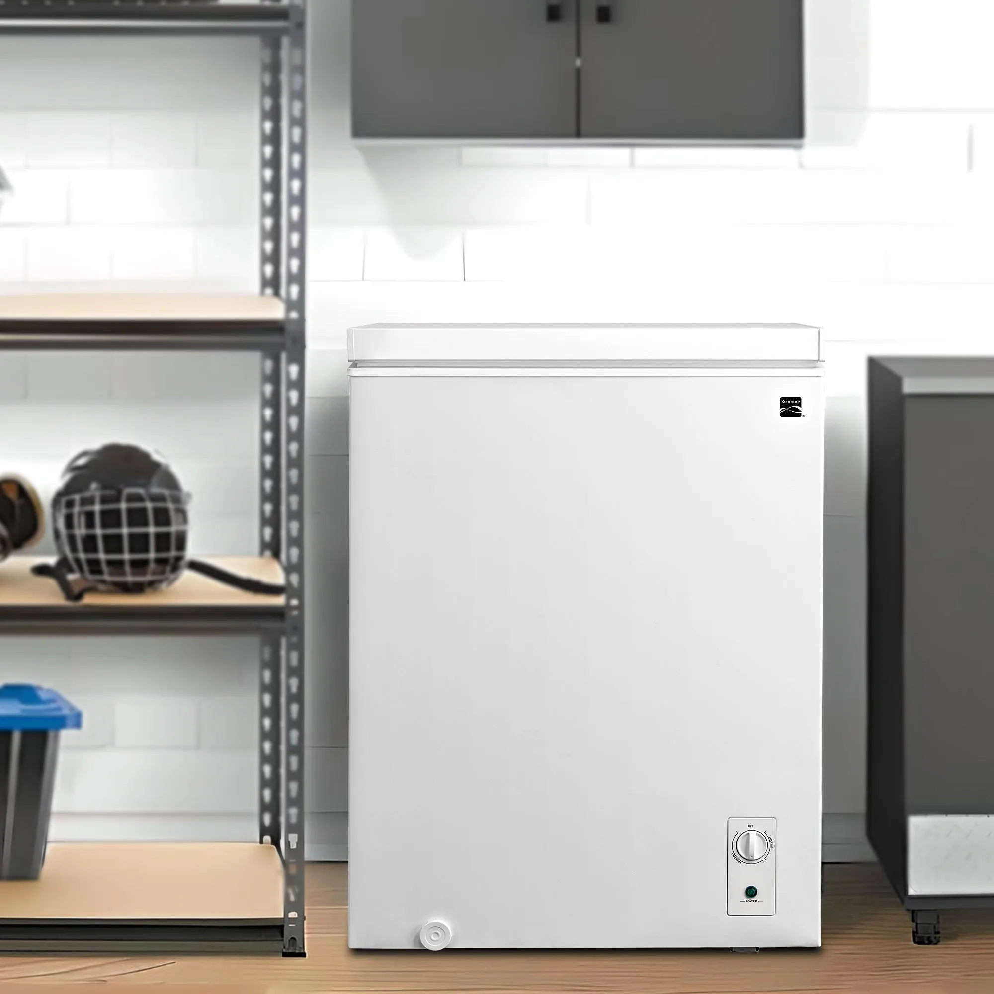 Kenmore 5 Cu. Ft. (143L) Convertible Chest Freezer/Refrigerator | Garage-Ready Manual Defrost | Balanced Hinge Stay-Open Lid | External Control Dial | White | For Basement Garage Shed Cottage