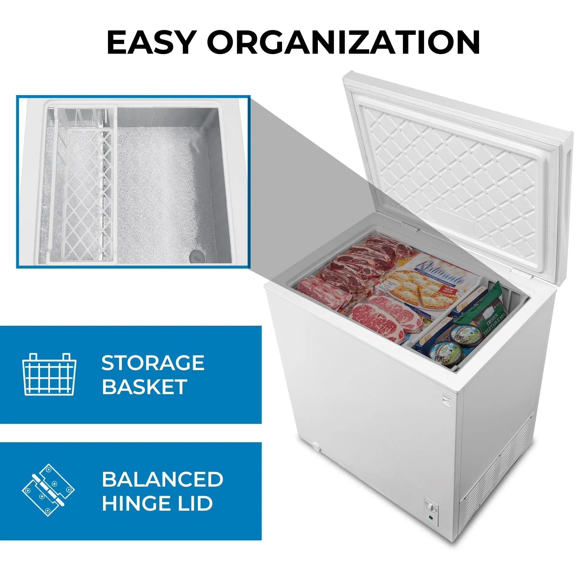 Kenmore 7 Cu. Ft. (198L) Convertible Chest Freezer/Refrigerator | Garage-Ready Manual Defrost | Balanced Hinge Stay-Open Lid | External Control Dial | White | For Basement Garage Shed Cottage