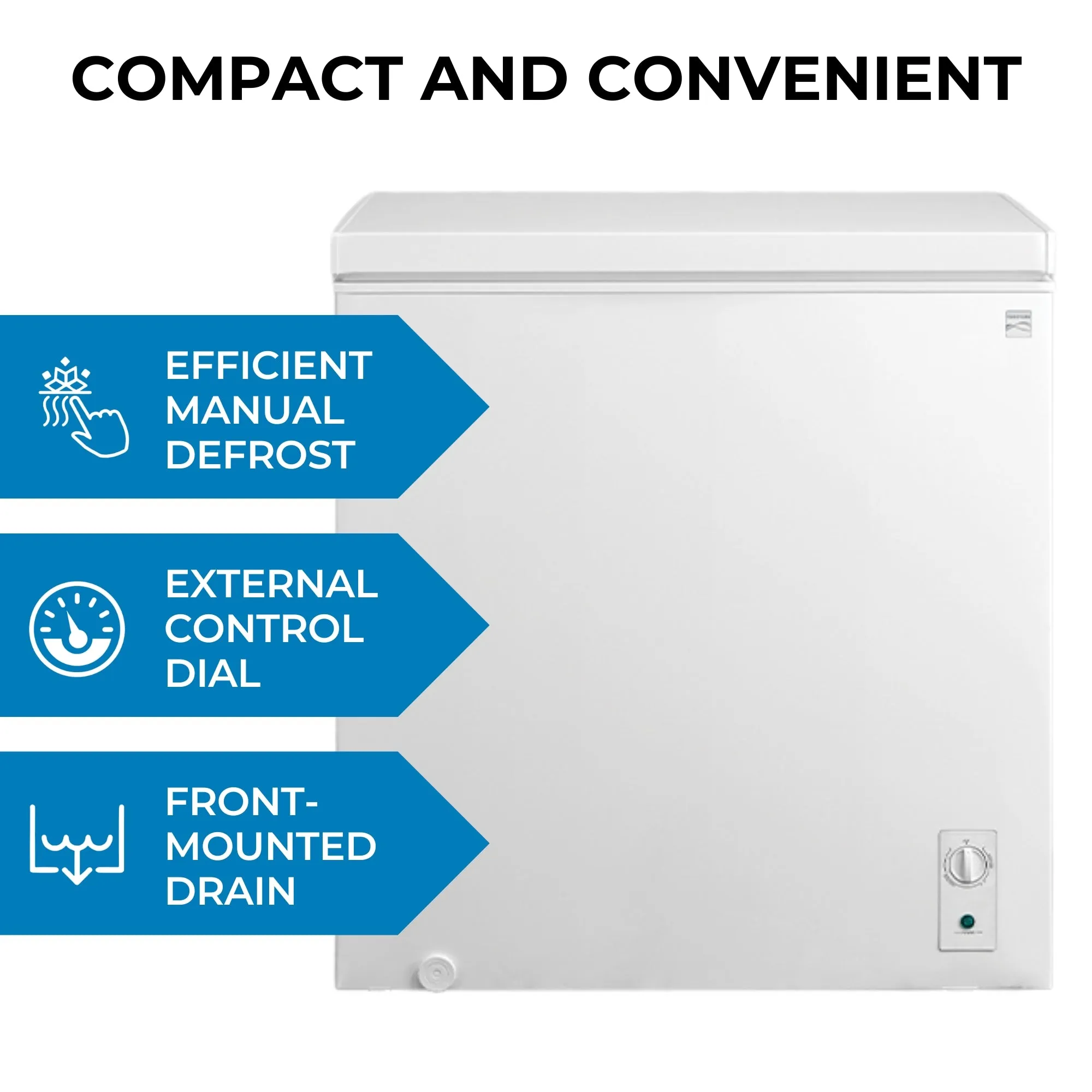 Kenmore 7 Cu. Ft. (198L) Convertible Chest Freezer/Refrigerator | Garage-Ready Manual Defrost | Balanced Hinge Stay-Open Lid | External Control Dial | White | For Basement Garage Shed Cottage