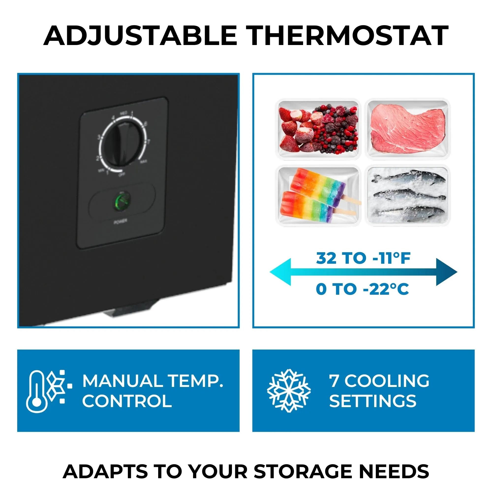Kenmore 7 Cu. Ft. (198L) Locking Chest Freezer | Garage-Ready Deep Freeze | Manual Defrost | Black & Stainless Steel Look | Balanced Hinge Lid | External Thermostat Dial | Basement Garage Shed Cottage