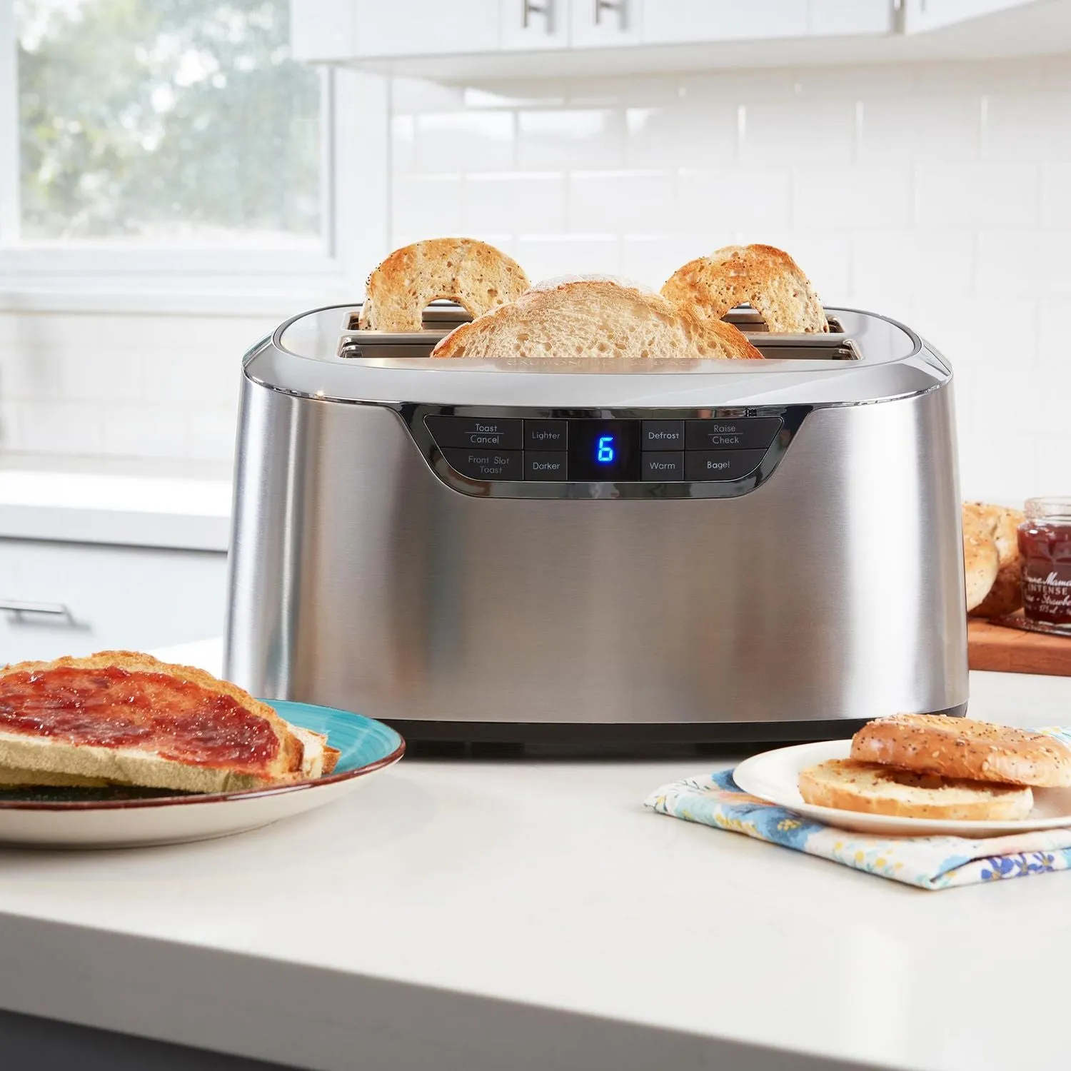 Kenmore KKELST4SS Elite 4-Slice Auto-Lift Long Slot Toaster, Stainless Steel