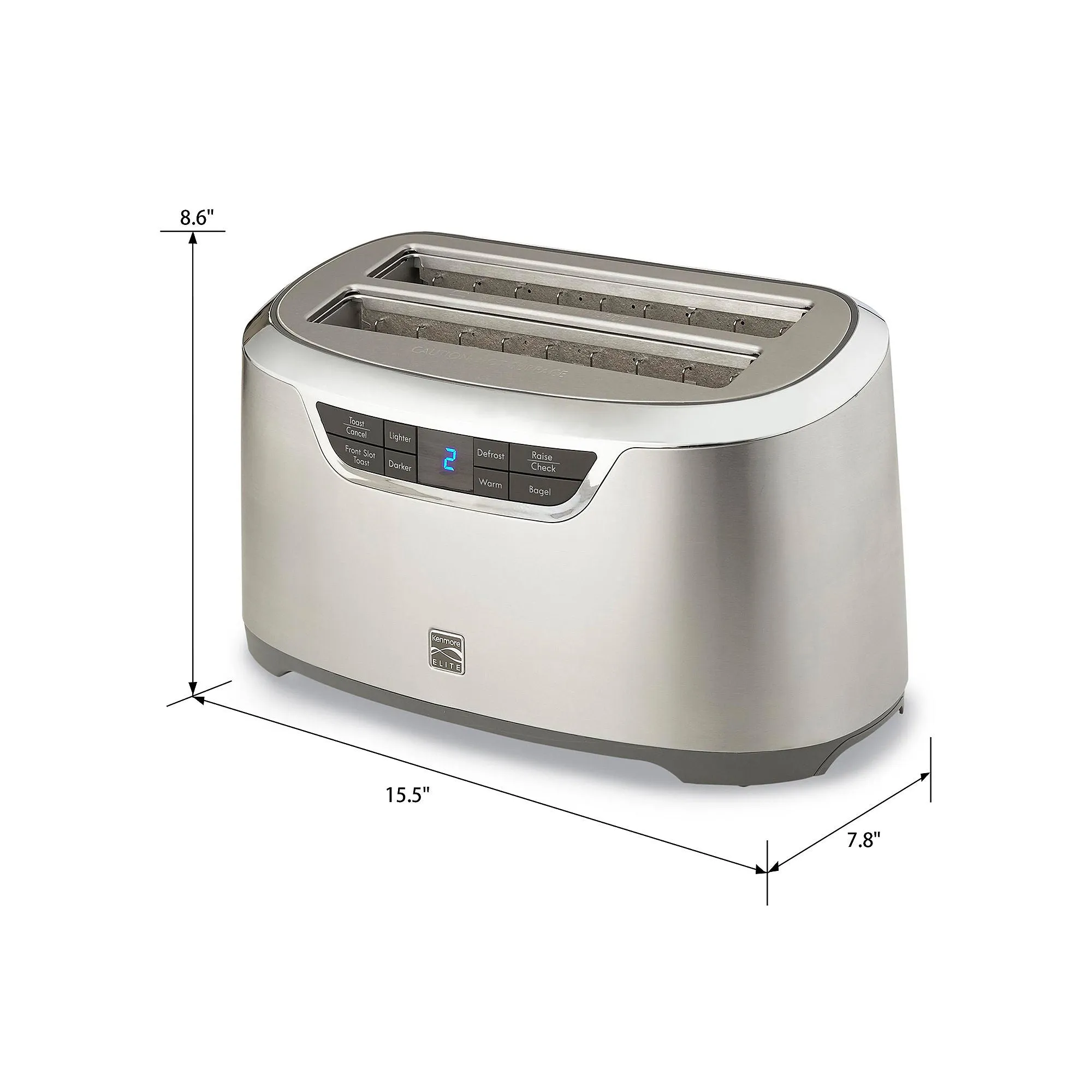 Kenmore KKELST4SS Elite 4-Slice Auto-Lift Long Slot Toaster, Stainless Steel