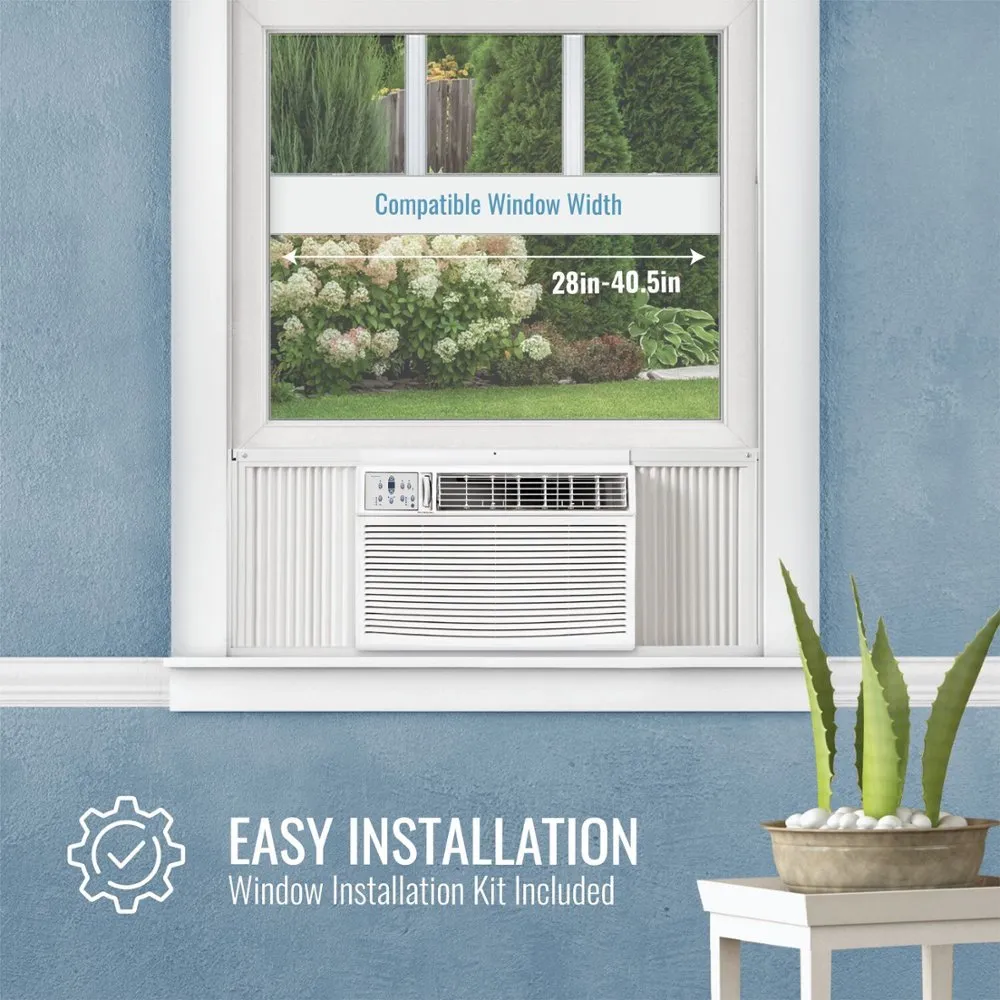 Keystone KSTHW18B 18800/18,400 BTU 1000 Sq. Ft. Window/Wall Air Conditioner with Supplemental Heat Capability - White