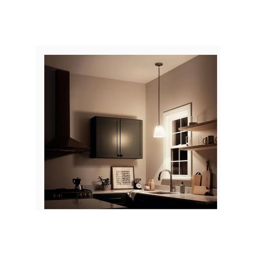 Kichler 1687NI Hendrik Transitional Etched Glass Cone Pendant Light Brushed Nickel
