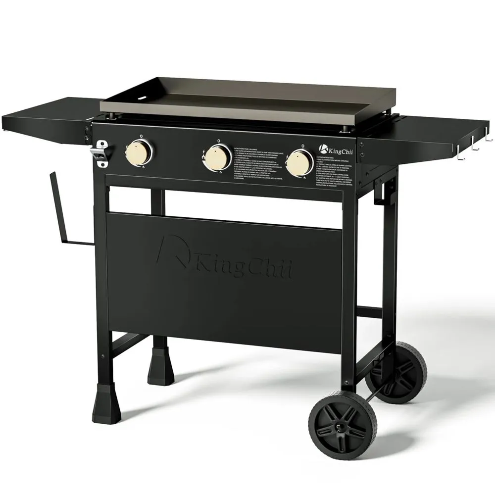 KingChii KC1995C3 3-Burner 28" Propane Griddles Outdoor Flat Top Gas Grill Griddle for Camping