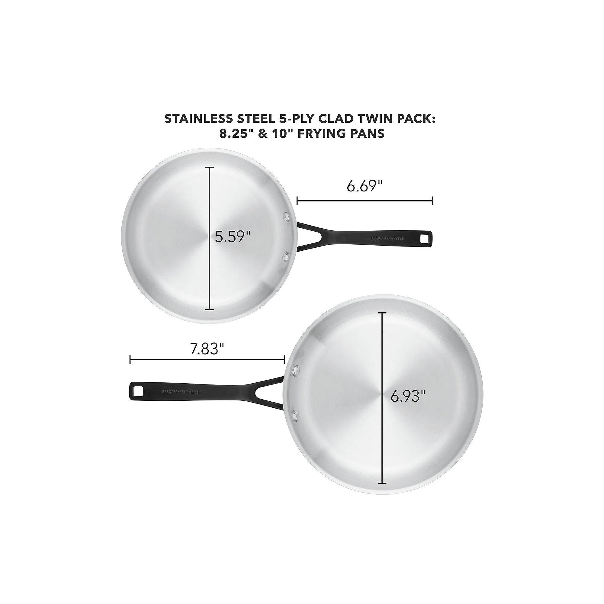 Kitchenaid 5-Ply Clad Stainless Steel 2-Pc. Frying Pan - SILVER ONE SIZE