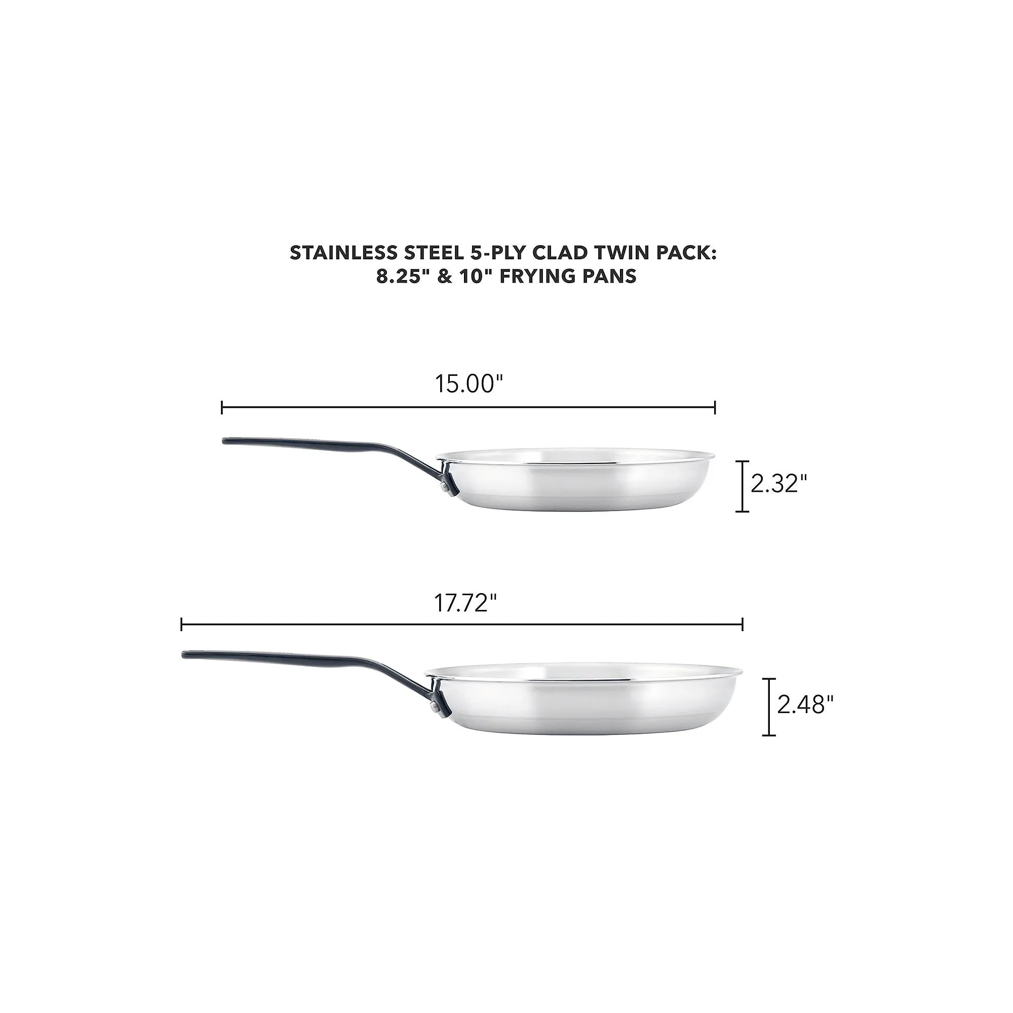Kitchenaid 5-Ply Clad Stainless Steel 2-Pc. Frying Pan - SILVER ONE SIZE