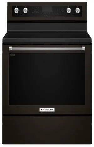 KitchenAid Black Stainless Steel Freestanding Electric Convection Range (6.4 Cu. Ft.) - YKFEG500EBS