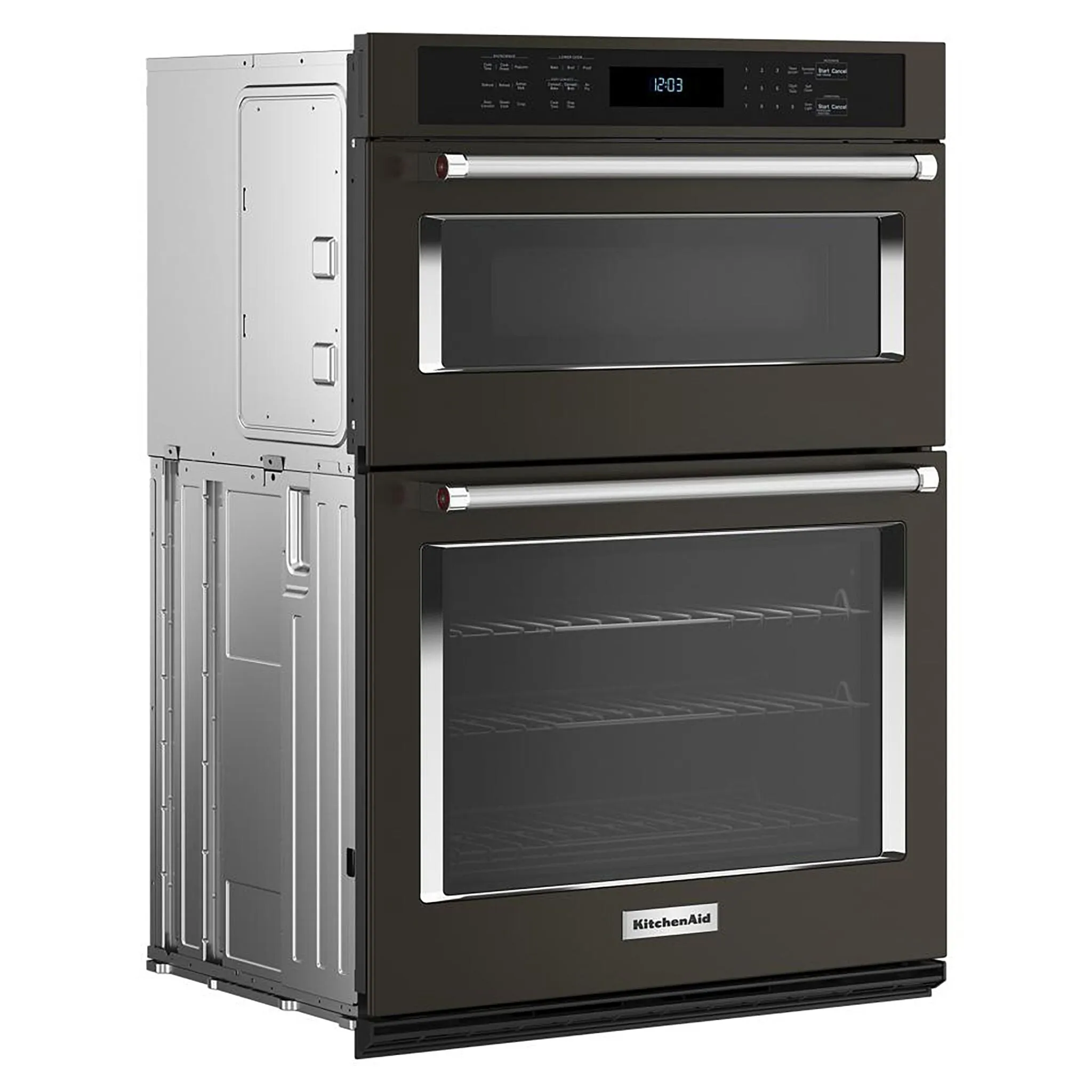 KitchenAid Black Stainless Steel with PrintShield™ Finish 30" Wall Oven and Microwave Combination (5.0 Cu. Ft. / 1.4 Cu. Ft.)- KOEC530PBS