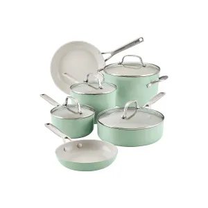 Kitchenaid Ceramic 10-Pc. Non-Stick Cookware Set - Pistachio GREEN ONE SIZE