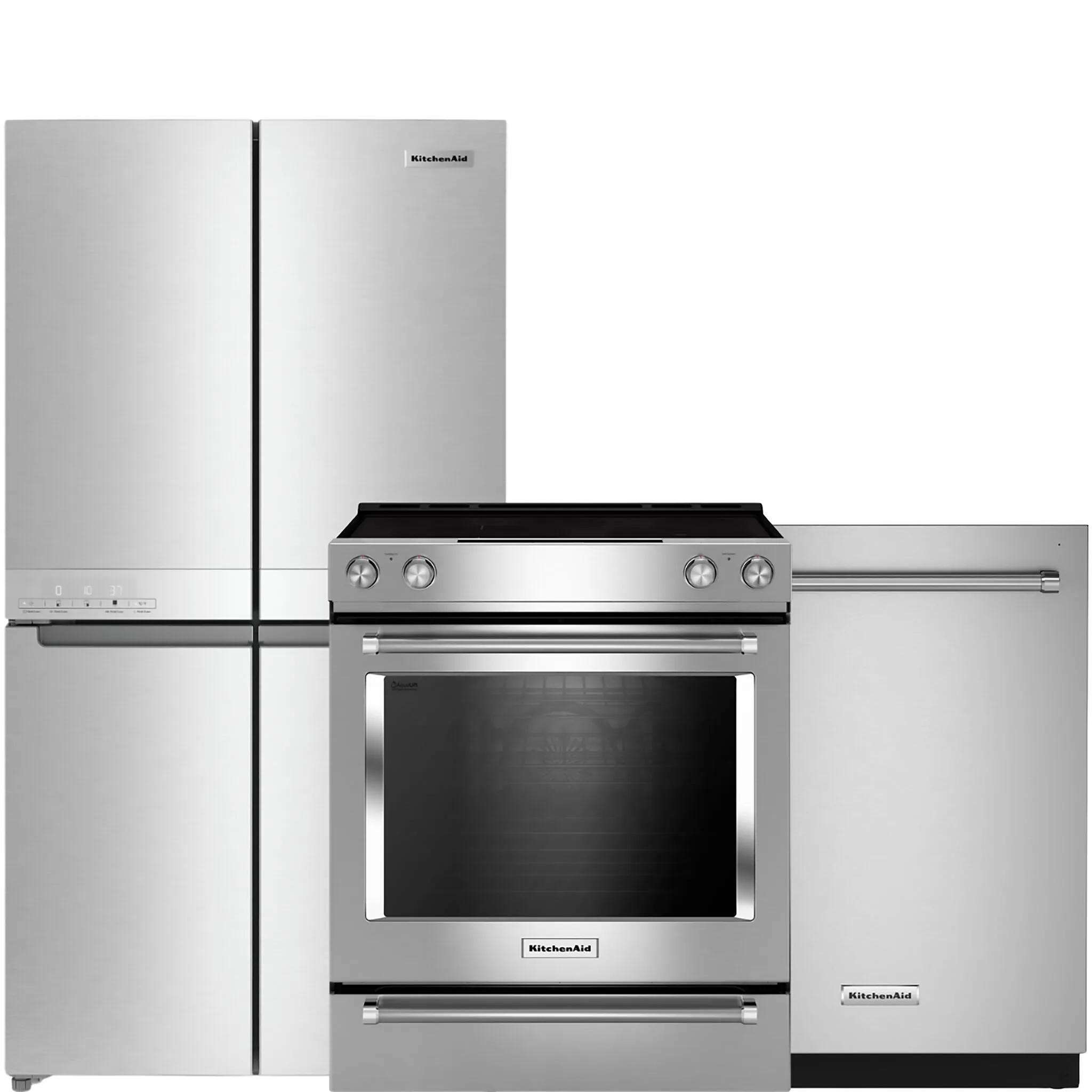 KitchenAid Stainless Steel Kitchen Package with French Door Refrigerator, Electric Range & Built-In Dishwasher
