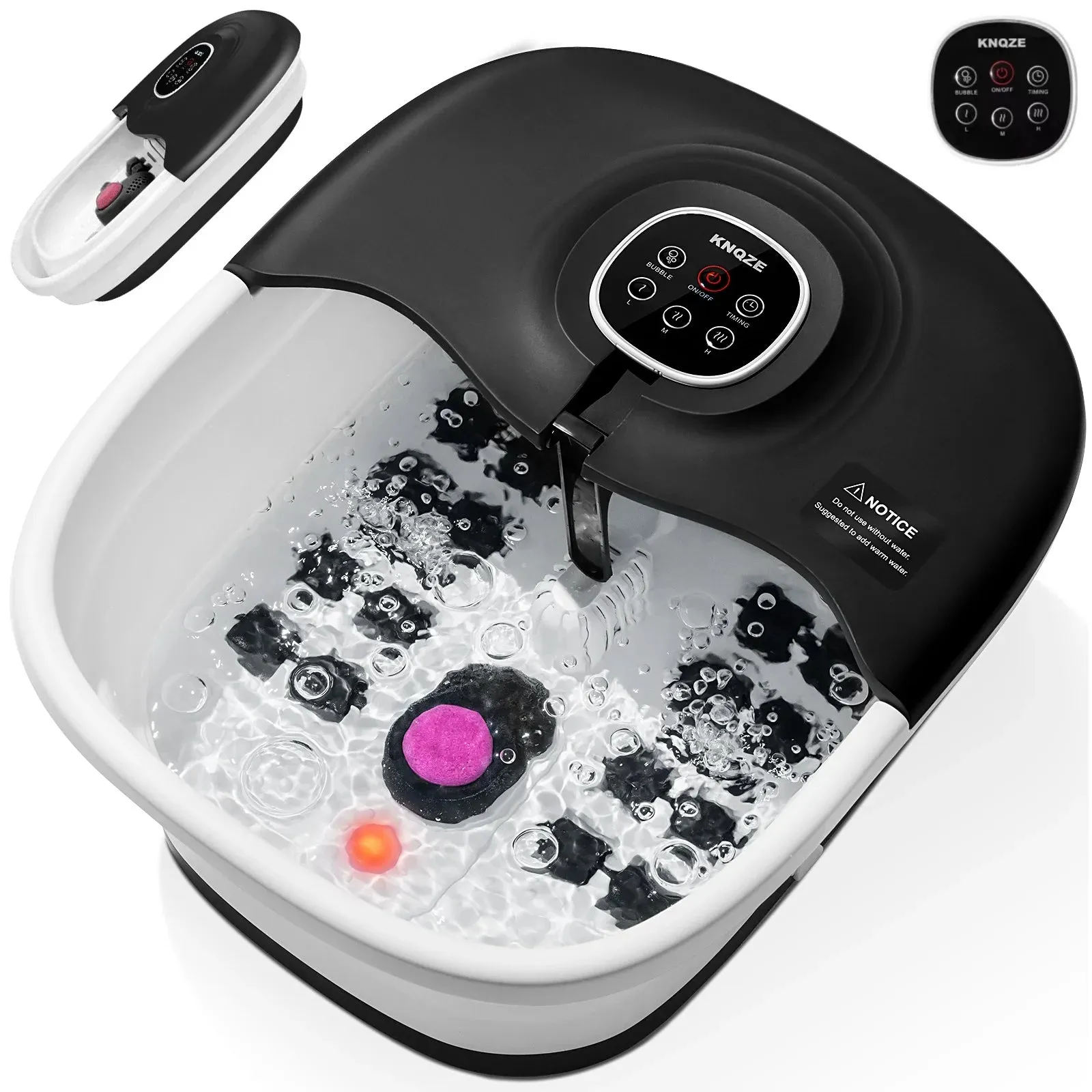KNQZE W-US-Black-MZD-02F Collapsible Foot Bath Spa with Heat