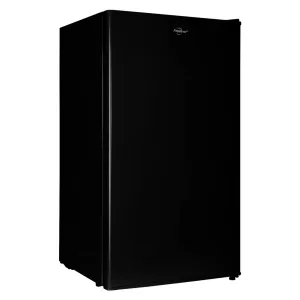 Koolatron Compact Fridge w/ Freezer, 3.2 cu ft (91L), Black, Space-Saving Flat Back Design, Reversible Door, Full-Width Freezer, Snacks, Beverages, Beer, Den, Dorm, Office, Rec Room, Home Bar