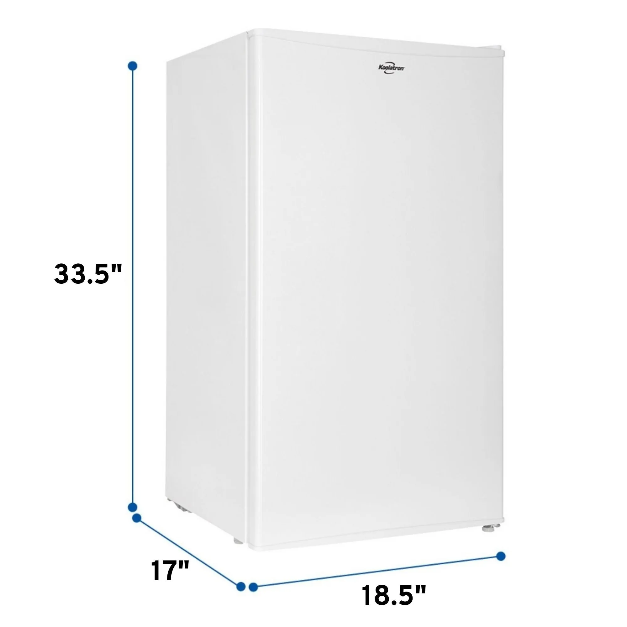 Koolatron Compact Fridge w/ Freezer, 3.2 cu ft (91L), White, Space-Saving Flat Back Design, Reversible Door, Full-Width Freezer, Snacks, Beverages, Beer, Den, Dorm, Office, Rec Room, Home Bar