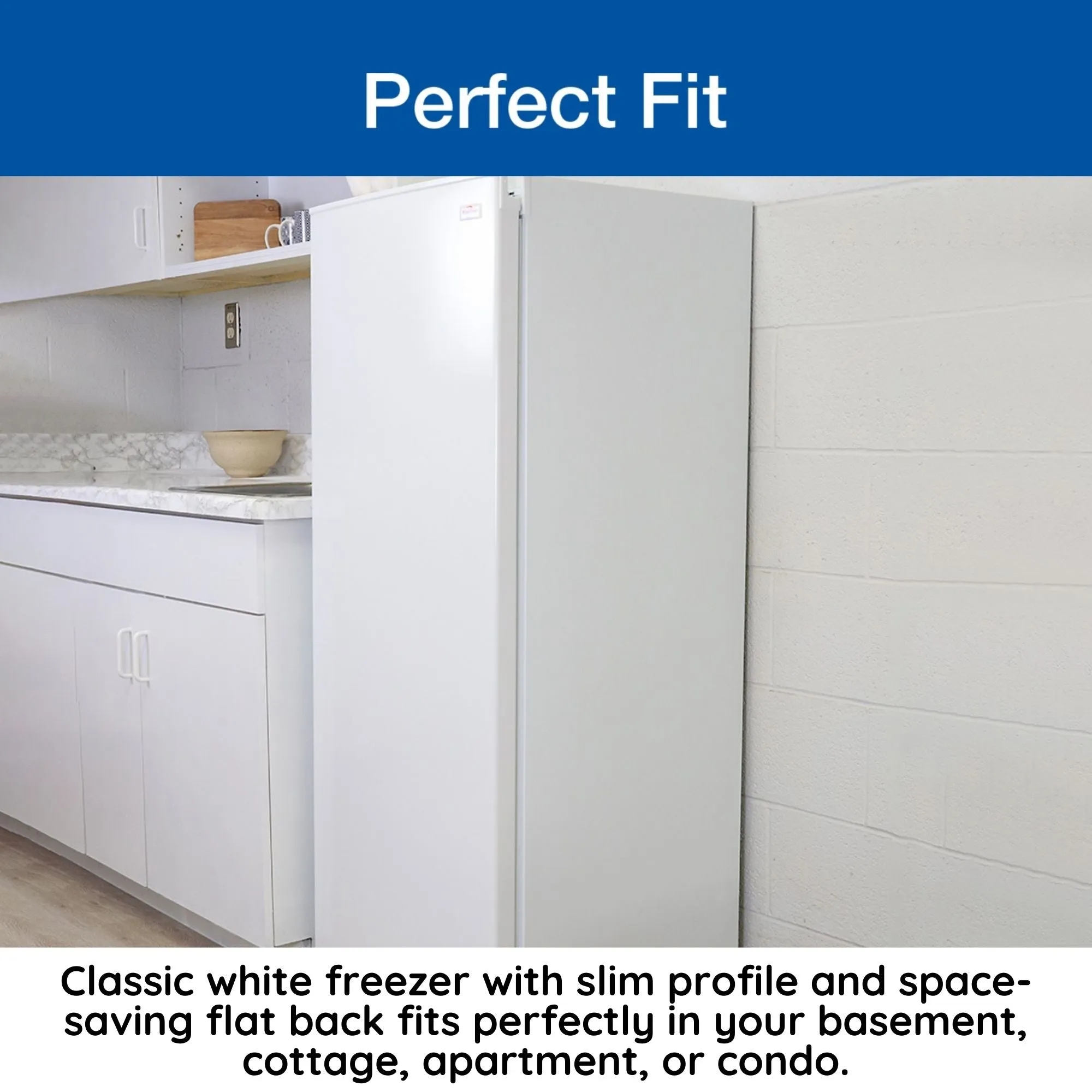 Koolatron Compact Upright Freezer, 5.3 cu ft (150L), White, Energy-Efficient Manual Defrost Design, Space-Saving Flat Back, Reversible Door, for Home, Apartment, Condo, Cottage