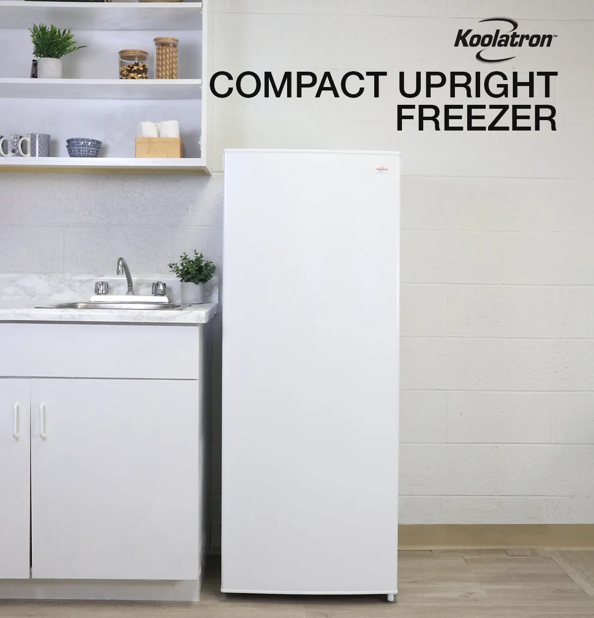 Koolatron Compact Upright Freezer, 5.3 cu ft (150L), White, Energy-Efficient Manual Defrost Design, Space-Saving Flat Back, Reversible Door, for Home, Apartment, Condo, Cottage