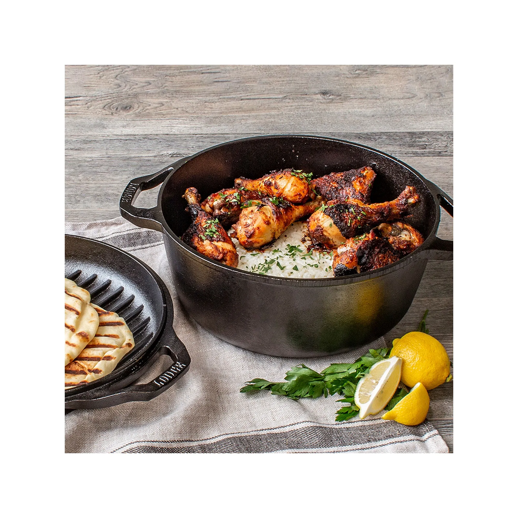 Lodge Cookware Cast Iron 6" Chef Style Double Dutch Oven - BLACK ONE SIZE