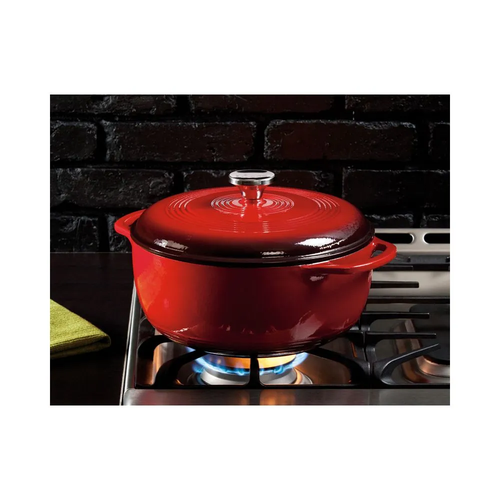 Lodge EC6D43 Enameled Cast Iron Dutch Oven, 6-Quart - Island Spice Red