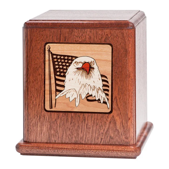 Mahogany Urn with Mosaic Patriot Artwork