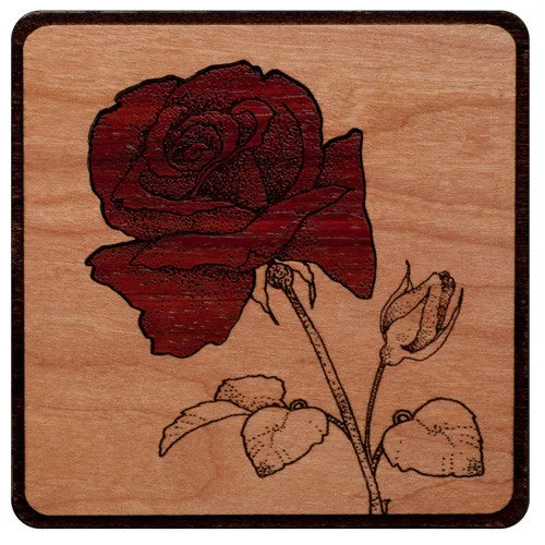 Mahogany Urn with Mosaic Rose Artwork