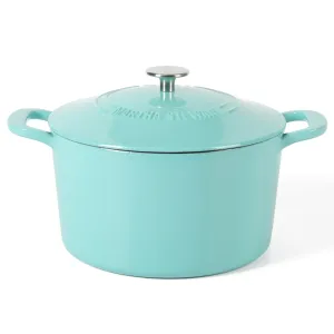 Martha Stewart 139789.02R Everyday Eastwick 7-Quart Teal Enamel Cast Iron Dutch Oven