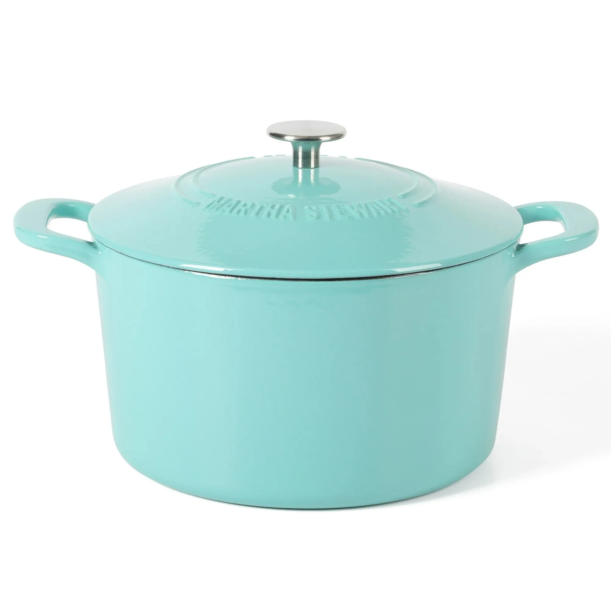 Martha Stewart 139789.02R Everyday Eastwick 7-Quart Teal Enamel Cast Iron Dutch Oven