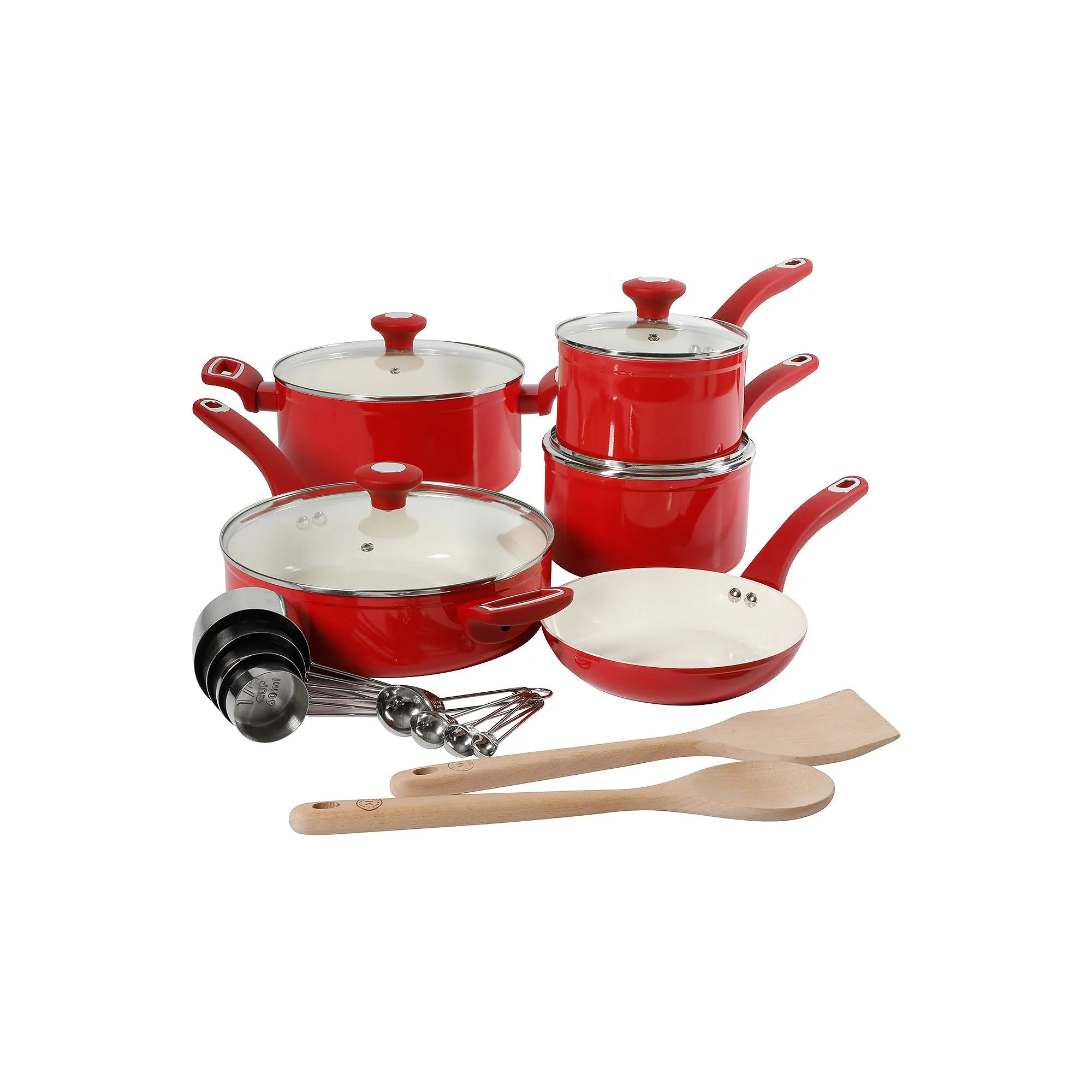 Martha Stewart 19-Pc. Non-Stick Cookware Set - RED ONE SIZE