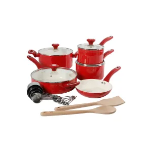 Martha Stewart 19-Pc. Non-Stick Cookware Set - RED ONE SIZE